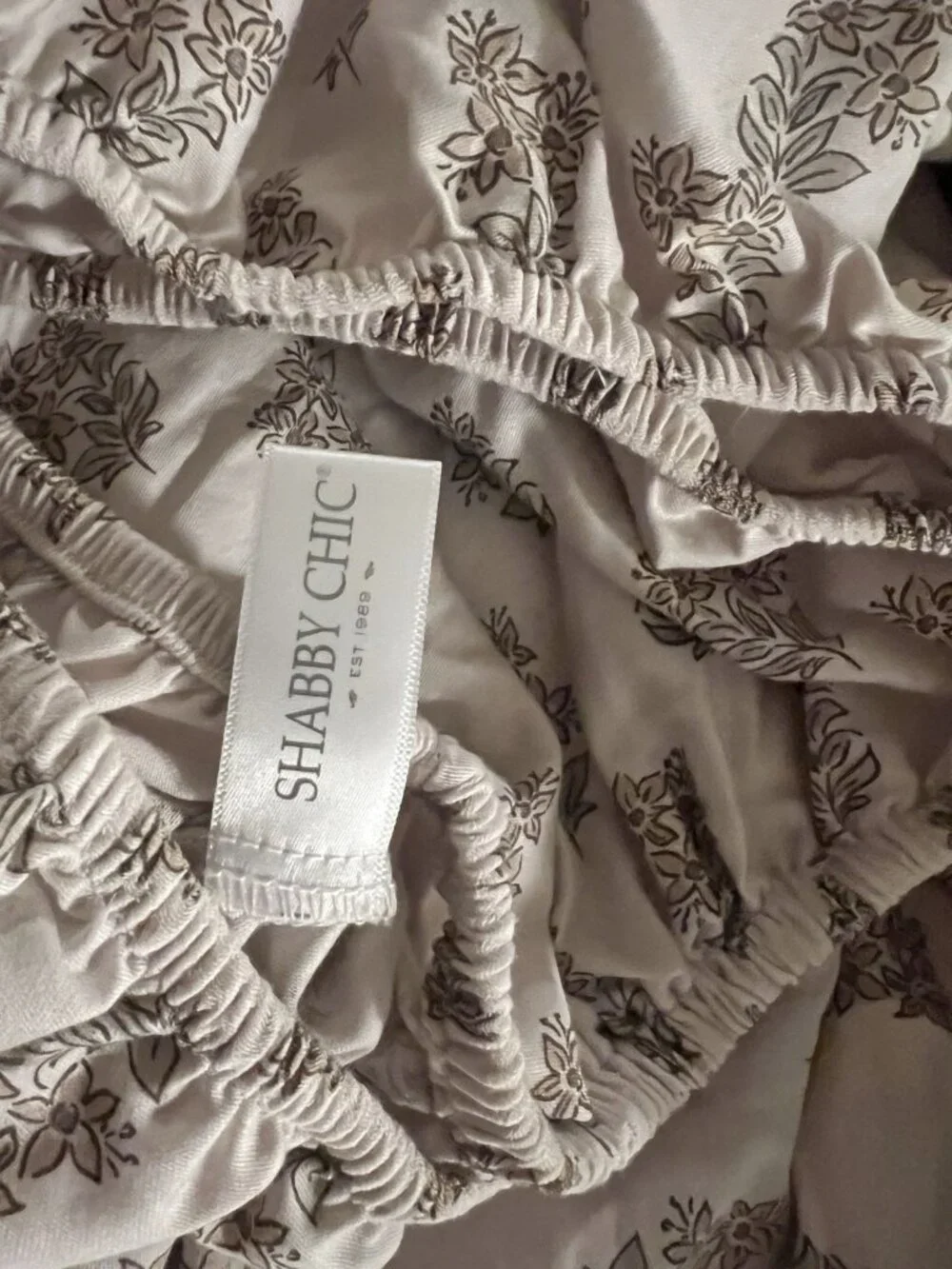 SHABBY CHIC 2-Pc KING Sheet Set 100% Cotton Brown Tan Flowers Cottage Garden